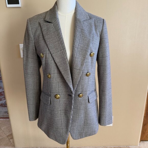 Banana Republic Double Breasted Houndstooth Jacket, Size 2 - Picture 7 of 9